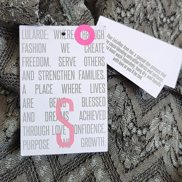 Lularoe NWT olive green lace Lindsay short sleeve open front cardigan shawl S - Picture 7 of 8